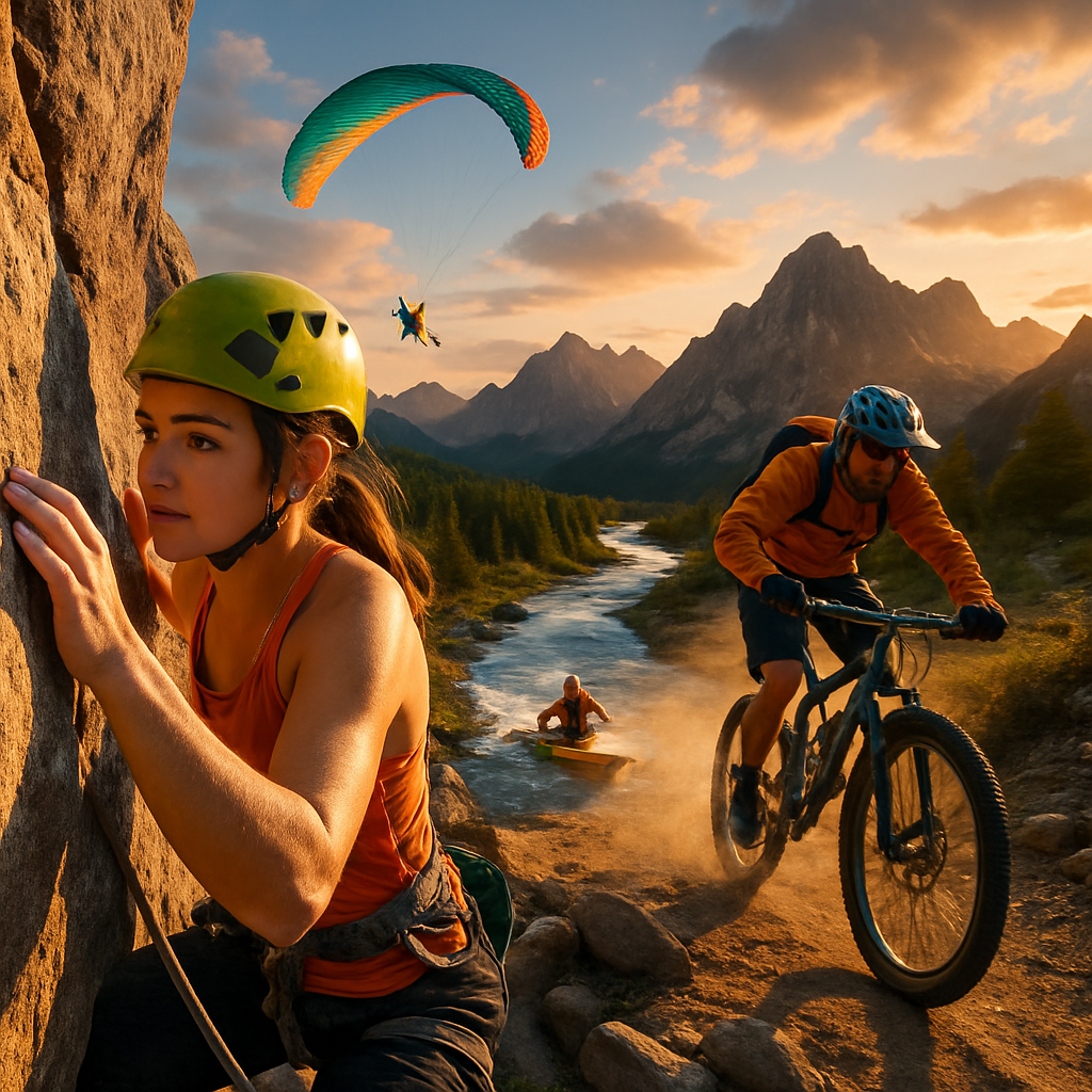 People enjoying a range of adventure sports outdoors